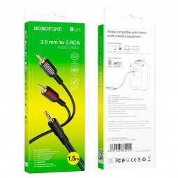 Кабель AUX 3.5мм (папа) - 2xRCA (папа) Borofone BL11 1.5м черный