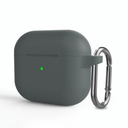 Силиконовый чехол для AirPods 3 c карабином темно-серый