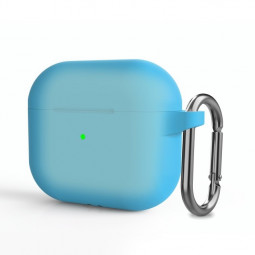 Силиконовый чехол для AirPods 3 c карабином голубой