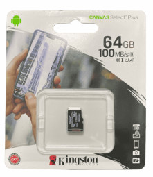 micro SDXC карта памяти Kingston 64GB Class10 100R A1 Canvas Plus без ад..(SDCS2/64GBSP)