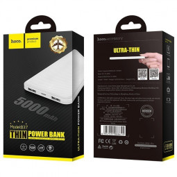 Powerbank Hoco B37 5000mAh 2USB 1A с индикатором белый