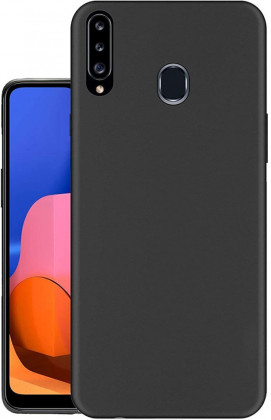 Чехол-накладка для Samsung Galaxy A20S силикон матовый чёрный