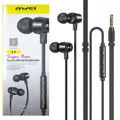 Стереонаушники AWEI с микрофоном L1 черные