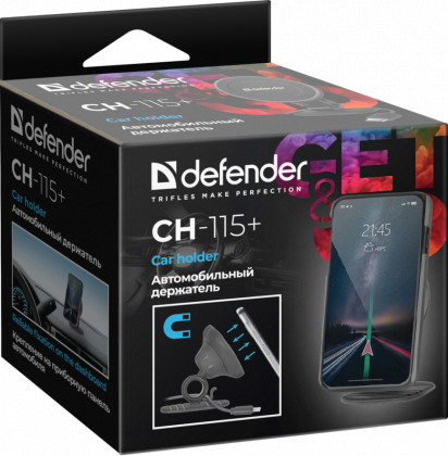 Держатель в автомобиль на торпеду Defender CH-115+ магнитный черный