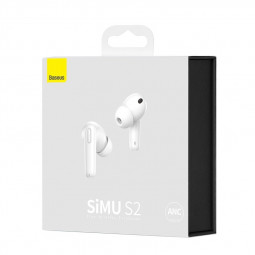 Мобильная Bluetooth-гарнитура Baseus SIMU S2 BT5.0/45mAh (480mAh)/4ч (NGS2-02) белая