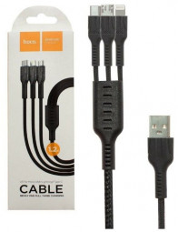 Usb Кабель-зарядка 3в1 Type-C-Lightning-Micro Hoco U31 1.2м черный