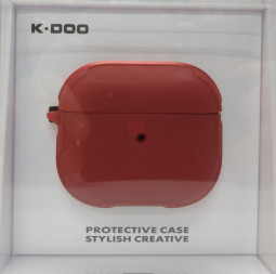 Кожаный чехол для AirPods 3 K-DOO CrashGuard красный