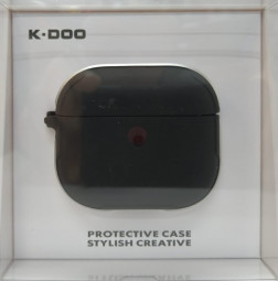 Кожаный чехол для AirPods 3 K-DOO CrashGuard черно-серебристый