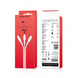 Usb Кабель-зарядка Borofone X16 3-in-1 Easy Lightning/Micro/Type-C 2.4A 1м силиконовый белый