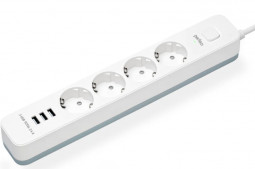 Perfeo сетевой фильтр "POWER STREAM", 2500W,  3,0м, 4 розетки, белый.