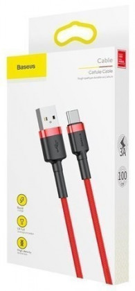 Usb Кабель-зарядка TYPE-C Baseus Cafule 3A 1м (CATKLF-B09) красный