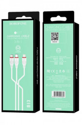 Usb Кабель-зарядка Borofone X17 3-in-1 Enjoy Lightning/Micro/Type-C 2.4A 1м силиконовый белый
