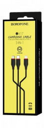 Usb Кабель-зарядка Borofone X17 3-in-1 Enjoy Lightning/Micro/Type-C 2.4A 1м силиконовый чёрный