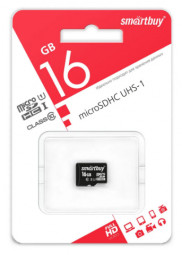 micro SDHC карта памяти Smartbuy 16GB Сlass 10 (без адаптеров)