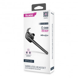 Bluetooth-гарнитура Olmio BTH-09 BT5.0/65mAh/5ч черная