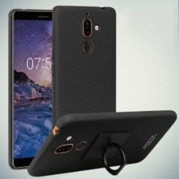 Чехол-накладка для NOKIA 7 Plus J-case силикон черный с кольцом