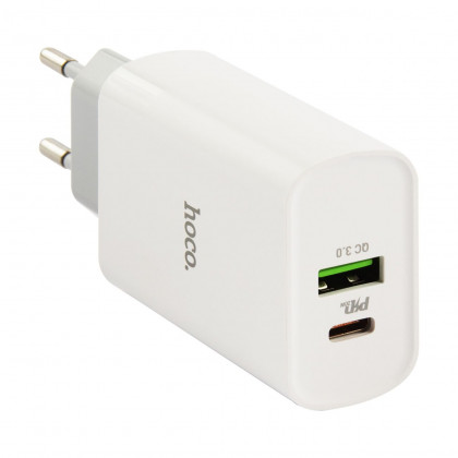 Сетевое зар. устр. Hoco C80A Plus 1USB/1С PD/QC3.0 3A 20W белое