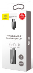 Адаптер для i-Phone Baseus L37 Male-Dual Female CALL37-01 черный