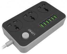 Сетевой фильтр LDNIO SC3604 2м/3 розетки/6 USB серый