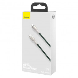 Кабель-зарядка Type-C на Type-C Baseus Cafule Series Metal Data Cable 100W 1м (CATJK-C06) зеленый