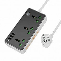 Сетевой фильтр Hoco AC7A 3 розетки/3USB/1USB-C 1.5м черный