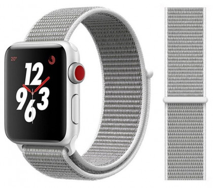 Сменный браслет металлический для Apple Watch 42-44mm ткань липучка серый