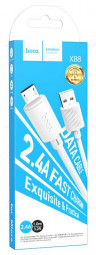 Usb Кабель-зарядка Micro Hoco X88 Cool 2.4A 1м силиконовый белый