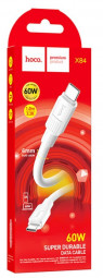 Usb Кабель-зарядка Type-C на Type-C Hoco X84 3A 60W 1м силиконовый белый