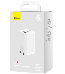 Сетевое зар. устр. Baseus GaN5 Pro Fast Charger 1USB+2C 65W CCGP120202 белое
