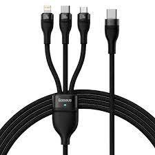 Usb-C Кабель-зарядка Micro+Lightning+Type-C Baseus Flash 100W 1.5м (CASS030201) черный