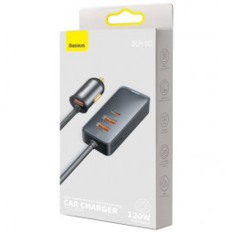 Автомобильное заряд. устр. Baseus Share 3USB/1C CCBT-B0G серебристое