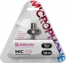 Микрофон-петличка Defender Mic-109 1.8м черный