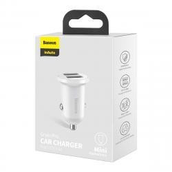 Автомобильное заряд. устр. Baseus Grain Pro 2USB 2.4A CCALLP-02 белое