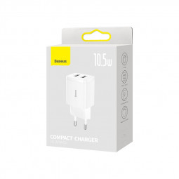 Сетевое зар. устр. Baseus Compact 10.5W 2USB CCXJ010202 белое
