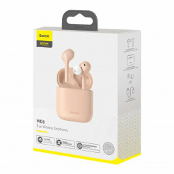 Мобильная Bluetooth-гарнитура Baseus Encok W06 BT5.0/30mAh (380mAh)/4ч (NGW06-04) розовый