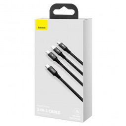TYPE-C Кабель-зарядка Baseus Rapid Series 3-in-1 Type-C to C+L+C PD 20W 1.5m CAMLT-SC01 чёрный