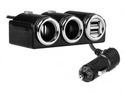 Разветвитель прикуривателя №1502 2 гнезда/2USB черный
