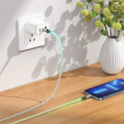 Usb Кабель-зарядка Lightning Hoco U112 2.4A 1м LED черный