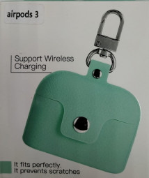 Силиконовый чехол для AirPods 3 с кнопкой и карабином бирюзовый