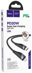 Usb Кабель-зарядка Type-C на Lightning Hoco U95 Freeway 3A 20W 1.2м в нейлоновой оплетке черный