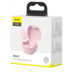Мобильная Bluetooth-гарнитура TWS Baseus Encok WM01 BT5.0/60mAh (300mAh)/6ч (NGWM01-04) розовая